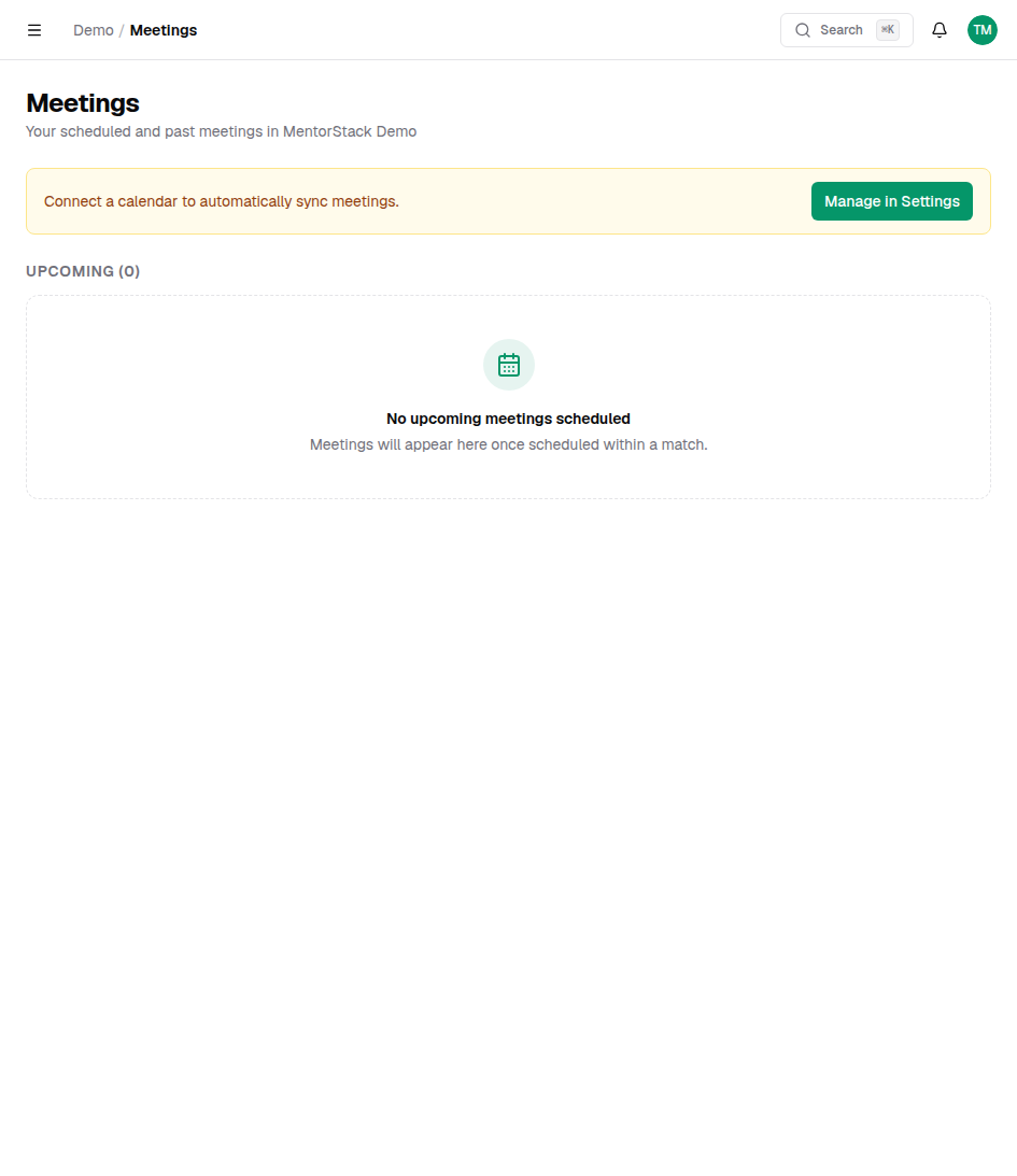 Meetings page